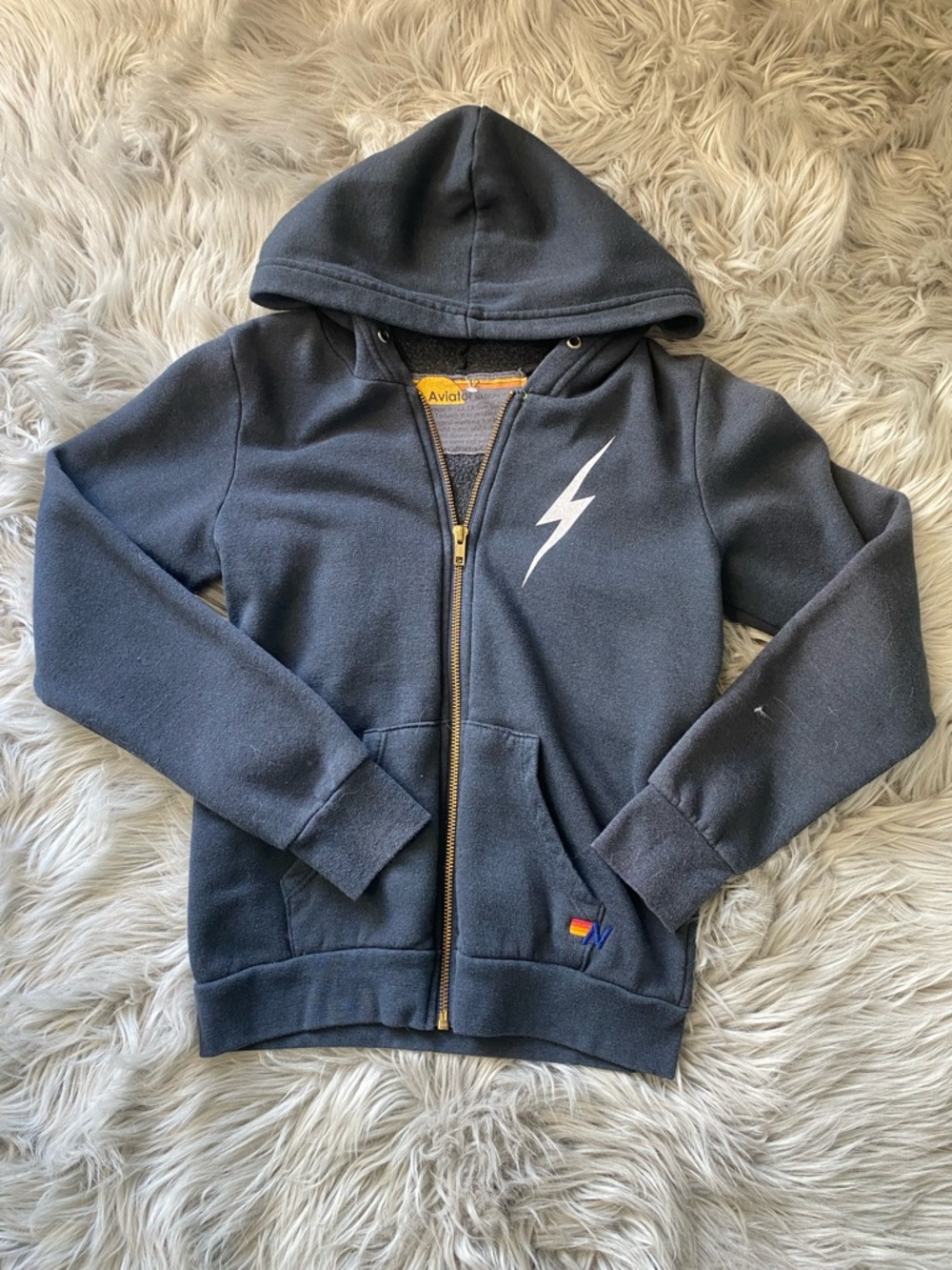Aviator Nation Kids Navy Lightning Zip Hoodie